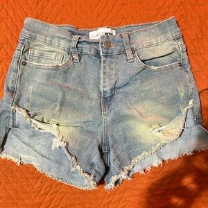 Fashion Nova Light Blue Distressed Jean Shorts